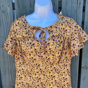 Timeless  London Floral Yellow and Purple Women's dress